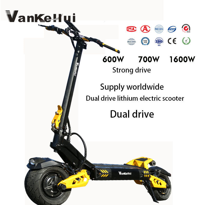 Dual drive 48V 21AH Two-wheel lithium battery off-road dual-drive high-power electric scooter factory customization two-wheel adult folding off-road electric scooter
