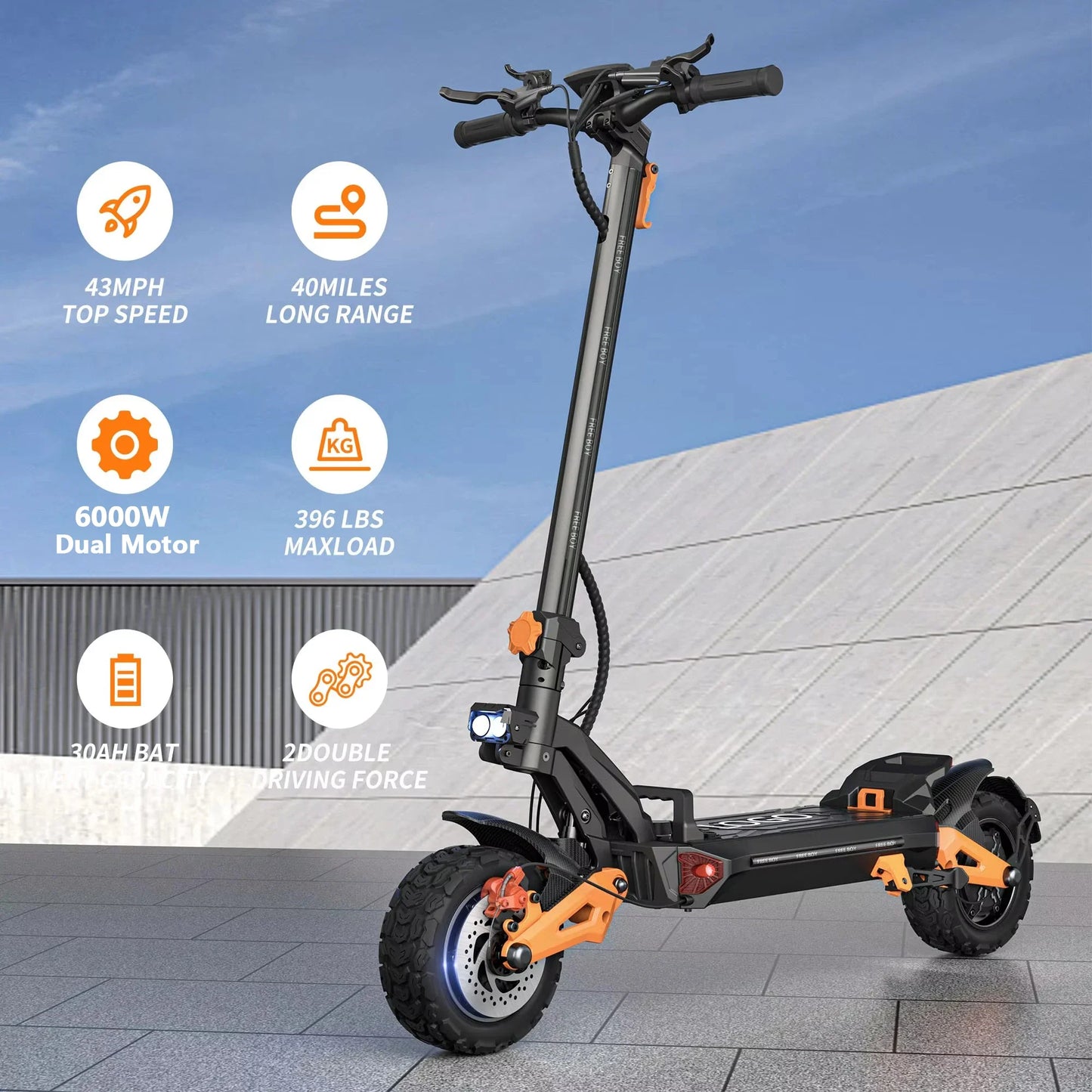 2025 New 6000w Dual Motor 60v 30ah Electric Scooter Max Speed 80km/h Range 75km Foldable 11 Inch Off-road Tires Electric Scooter