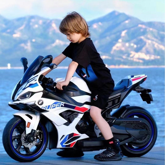 The new large-sized children's electric motorcycle is a charging toy car for children aged 3 to 10. It can accommodate babies and is a two-wheeled motorcycle
