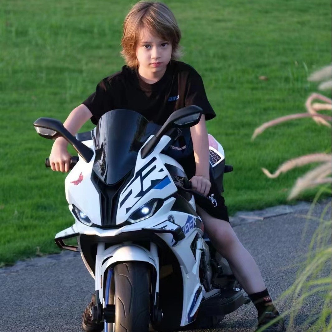 The new large-sized children's electric motorcycle is a charging toy car for children aged 3 to 10. It can accommodate babies and is a two-wheeled motorcycle