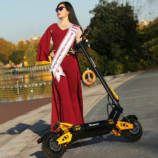 Dual drive 48V 21AH Stylish, cool and stylish, premium two-wheel lithium battery electric scooter VankeHui, 1600W 60V dual-drive electric scooter