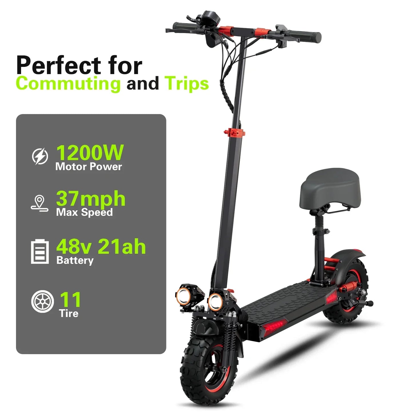 FREEBOY J11 PLUS Adult Electric Scooter 1200W Motor 48V 15AH Folding E-Scooter 11 Fat Tire E-Mountain Scooter